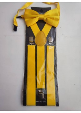 Комплект тиранти и папийонка за сватба и бал в жълто