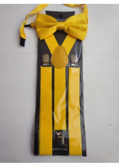Комплект тиранти и папийонка за сватба и бал в жълто
