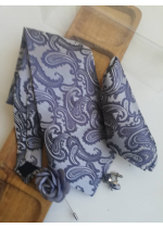 Комплект мъжка вратовръзка, ръкавели и кърпичка в сиво