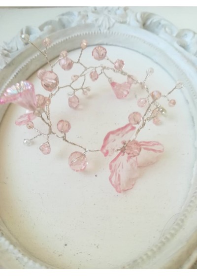 Ръчно изработена гривна от Сваровски кристали в розово серия Japanese Garden by Rosie