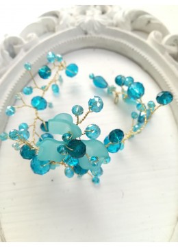 Ефектна дизайнерска кристална гривна в цвят тюркоаз Turquoise Spell Lux by Rosie