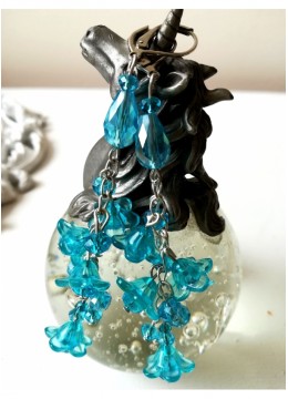 Луксозни официални обици от кристали в цвят тюркоаз от серия Blue Bell by Rosie