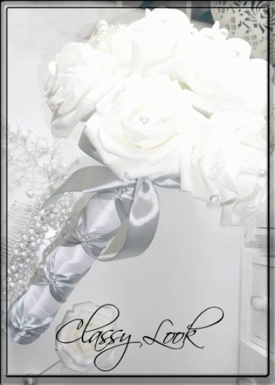 Сватбен букет с 21 рози Gris argenté