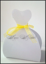 Кутийка за подаръче за сватба модел Bride бяло и жълто
