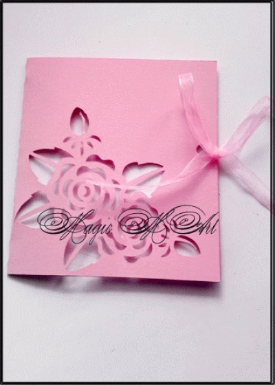 Дизайнерска сватбена покана в розово модел Rose Bloom