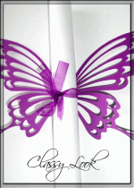 Покана за юбилей и рожден ден в тъмно лилаво тип Папирус Пеперуда модел Cinderella