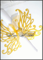 Покана за рожден ден и юбилей в златно тип Папирус Пеперуда модел Trendy