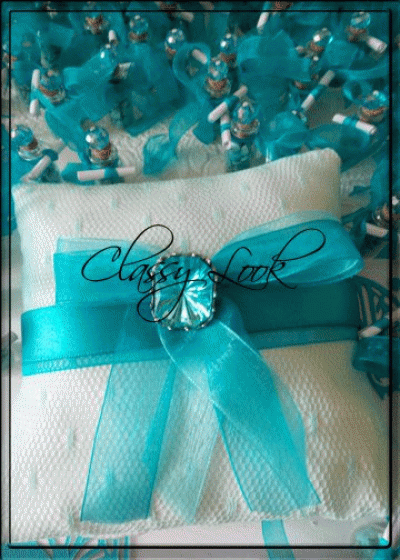 Възглавничка за пръстени- Turquoise Crystal цвят Тюркоаз