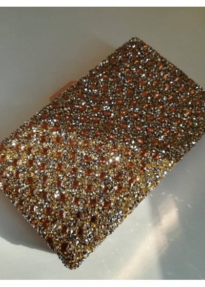 Луксозна кристална дамска чанта за булка и абитуриентка модел Crystal Gold Rose