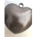 Елегантна официална чанта сърце с кристали Сваровски и мъниста цвят сив графит за бал и специални събития