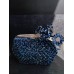 Стилна дамска чанта с тъмно сини кристали за парти бал и официални поводи