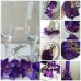 Комплект чаши за сватба за шампанско с украса тъмно лилави орхидеи серия Purple Passion