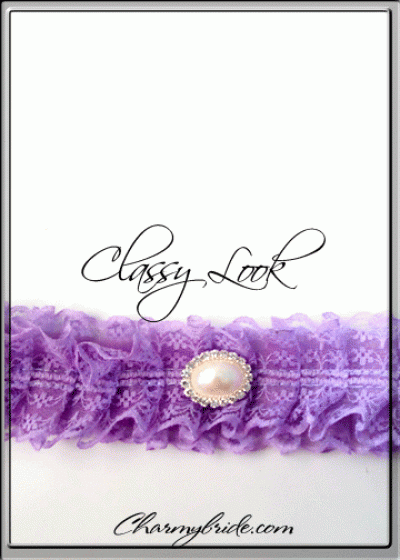 Сватбен жартиер Pearl- цвят Лилаво