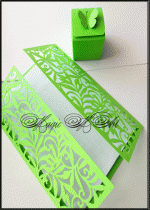 Сватбена покана Lace Gate и кутийка за подаръче зелено комплект