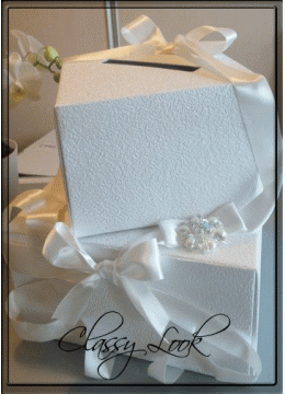 Сватбена кутия за пари в бяло- модел White Elegance
