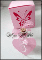 Кутийка за подаръче за сватба  модел Butterfly Magic розово