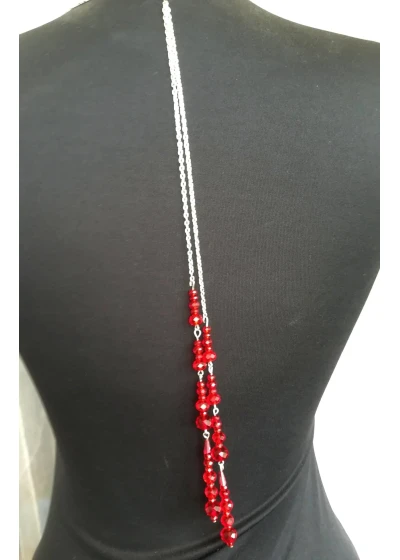 Handmade колие за гръб с червени кристали Сваровски Red Roses by Rosie