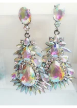 Ефектни висящи обици Fire Opal Charm AB ефект